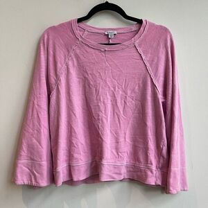 Splendid Women's Wide long Sleeves Raw Trims Pink Sweater Size XS